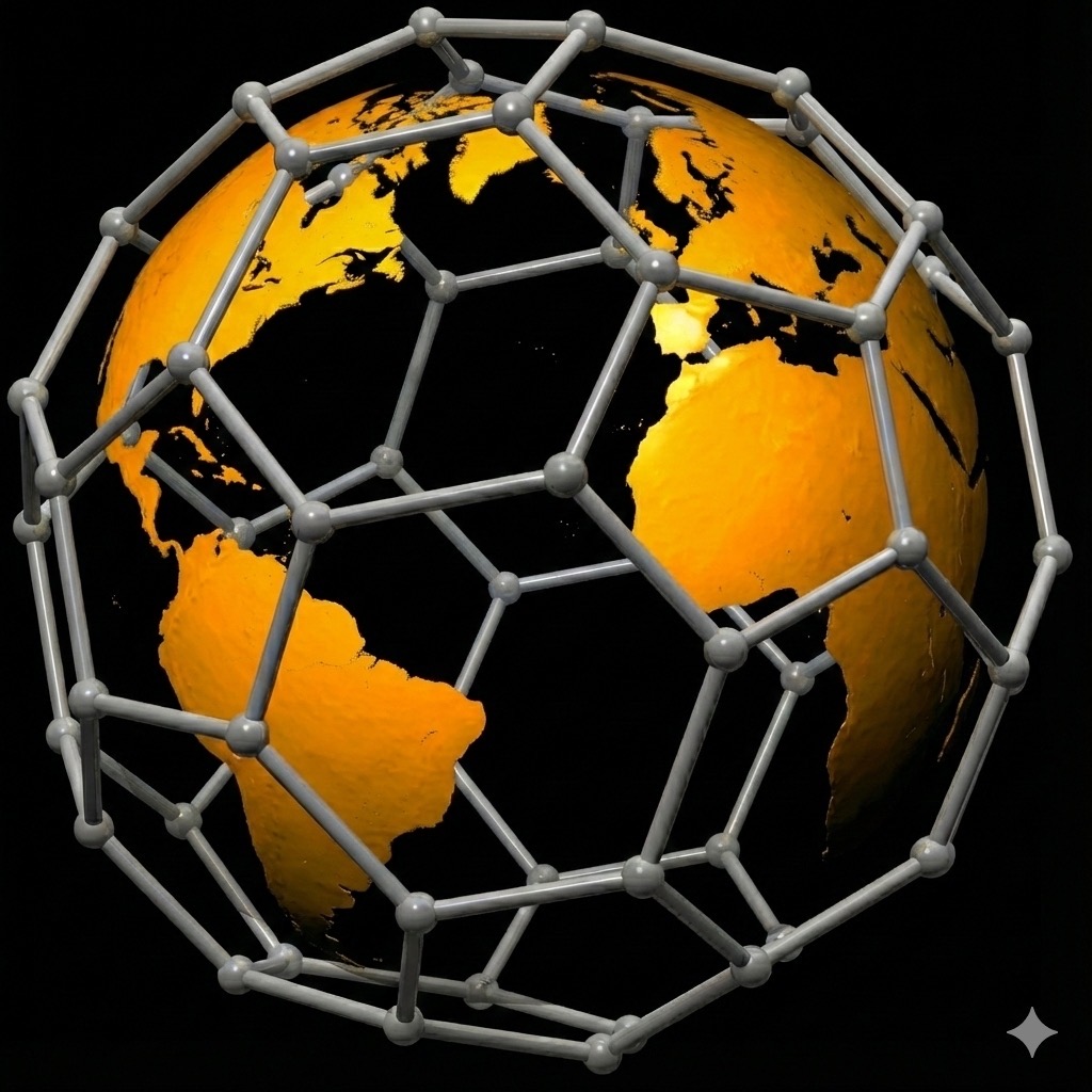 Network Design Logo mit C60-Molekül